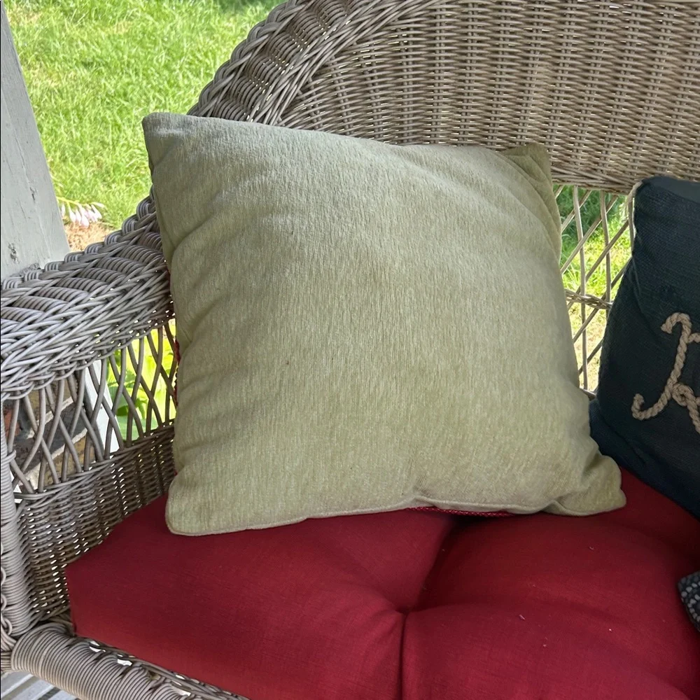 Vintage Handmade Floral Red and Green Needlepoint Holiday Pillow
